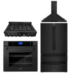 ZLINE Kitchen Package with Black Stainless Steel Refrigeration, 36" Rangetop, 36" Range Hood and 30" Single Wall Oven 21