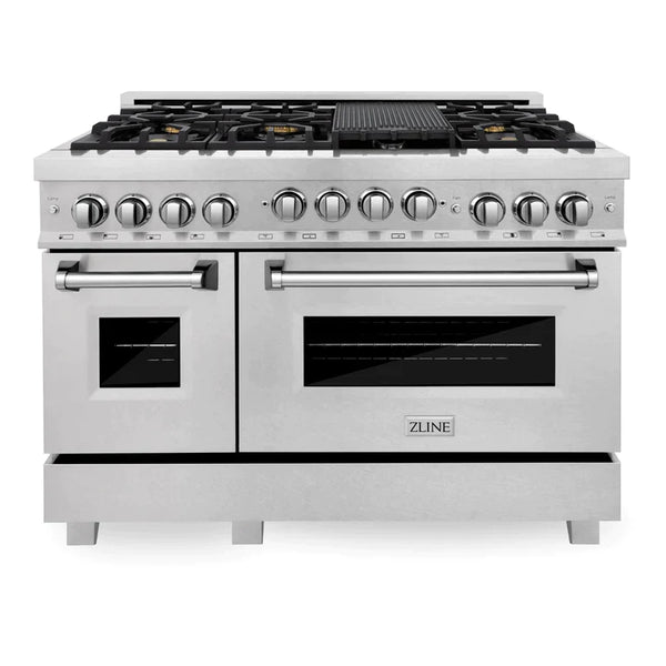 ZLINE 48 In. 6.0 cu. ft. Range with Gas Stove and Gas Oven in DuraSnow® Stainless Steel with Brass Burners 7