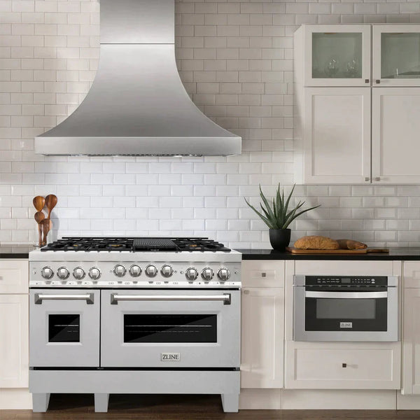 ZLINE 48 In. 6.0 cu. ft. Range with Gas Stove and Gas Oven in DuraSnow® Stainless Steel with Brass Burners 1