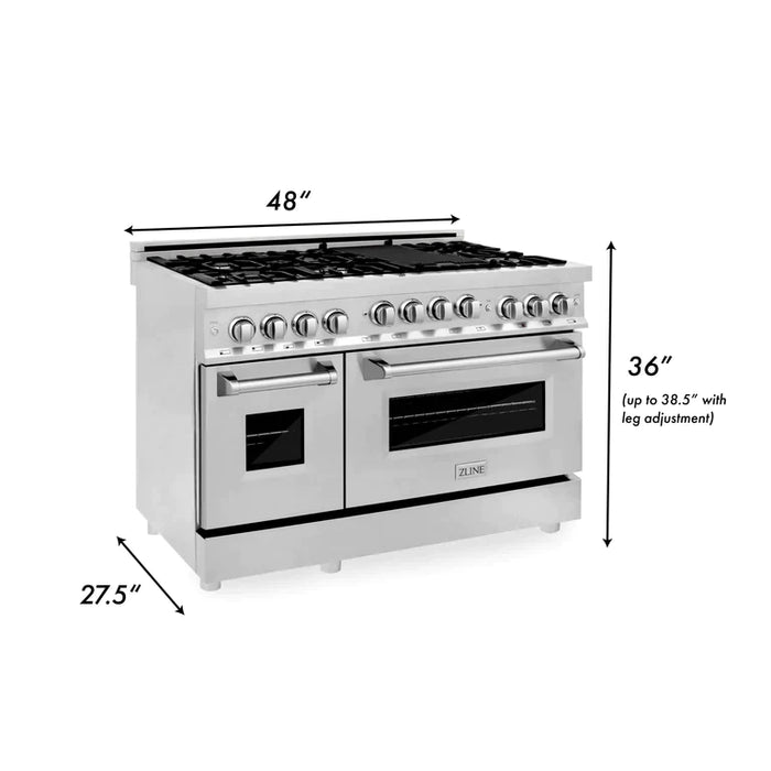 ZLINE 48 Inch 6.0 cu. ft. Range with Gas Cooktop and Gas Oven in Stainless Steel