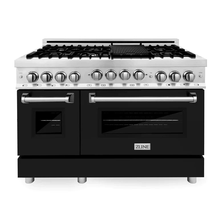 ZLINE 48 Inch 6.0 cu. ft. Range with Gas Stove and Gas Oven in Stainless Steel and Black Matte Door 12
