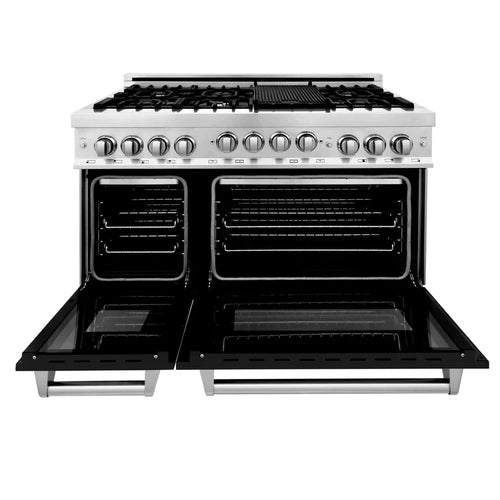 ZLINE 48 Inch 6.0 cu. ft. Range with Gas Stove and Gas Oven in Stainless Steel and Black Matte Door 2