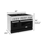 ZLINE 48 Inch 6.0 cu. ft. Range with Gas Stove and Gas Oven in Stainless Steel and Black Matte Door11