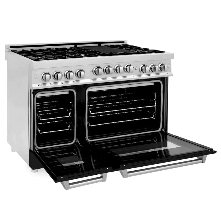 ZLINE 48 Inch 6.0 cu. ft. Range with Gas Stove and Gas Oven in Stainless Steel and Black Matte Door 5