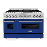 ZLINE 48 Inch 6.0 cu. ft. Range with Gas Stove and Gas Oven in Stainless Steel and Blue Gloss Door10