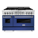 ZLINE 48 Inch 6.0 cu. ft. Range with Gas Stove and Gas Oven in Stainless Steel and Blue Matte Door9