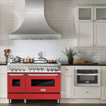 ZLINE 48 Inch 6.0 cu. ft. Range with Gas Stove and Gas Oven in Stainless Steel and Red Matte Door1