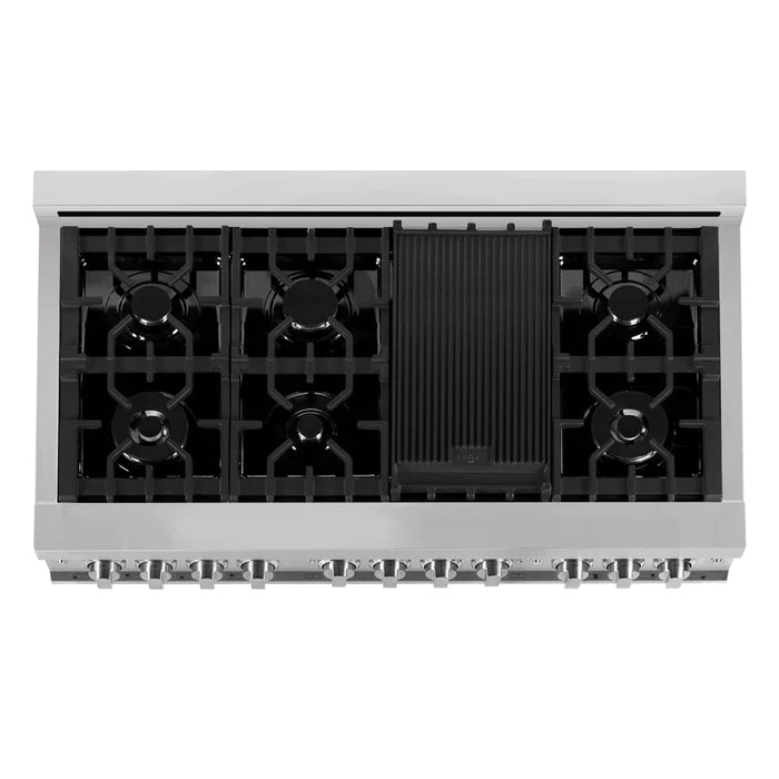 ZLINE 48 Inch 6.0 cu. ft. Gas Range in Stainless Steel and White Matte Door