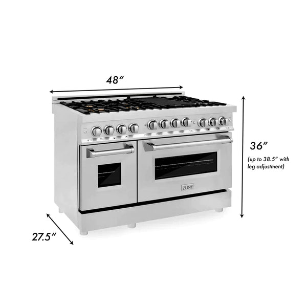 ZLINE 48 Inch 6.0 cu. ft. Range with Gas Stove and Gas Oven in Stainless Steel with Brass Burners 3