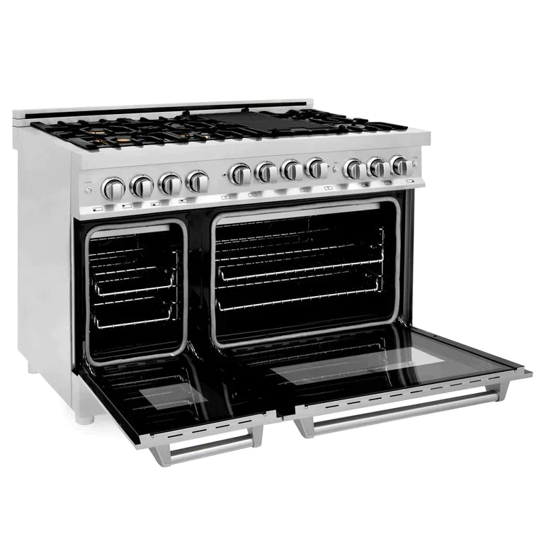 ZLINE 48 Inch 6.0 cu. ft. Range with Gas Stove and Gas Oven in Stainless Steel with Brass Burners