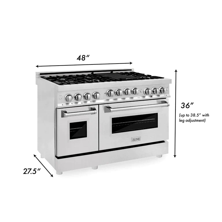ZLINE 48 Inch 6.0 cu. ft. Range with Gas Stove and Gas Oven in Stainless Steel with a DuraSnow® Door 9