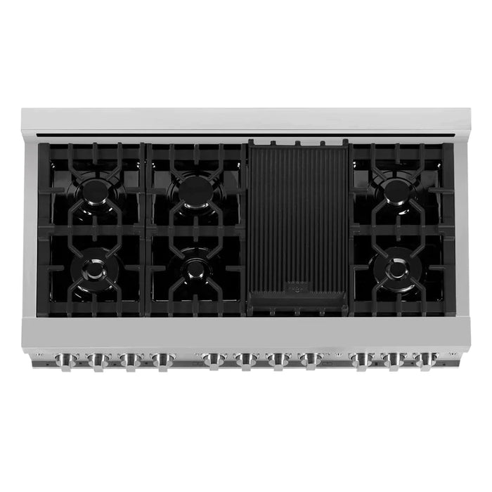 ZLINE 48 Inch 6.0 cu. ft. Range with Gas Stove and Gas Oven in Stainless Steel with a DuraSnow® Door