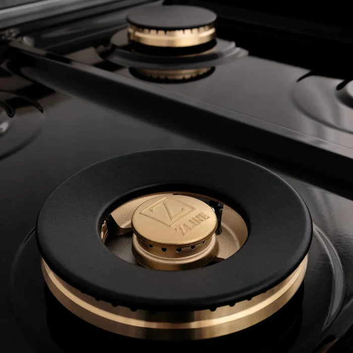 ZLINE 48 Inch Autograph Edition Gas Range in Stainless Steel with White Matte Door and Champagne Bronze Accents