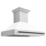 ZLINE Autograph Package - 48 In. Dual Fuel Range and Range Hood with White Matte Door and Accents9
