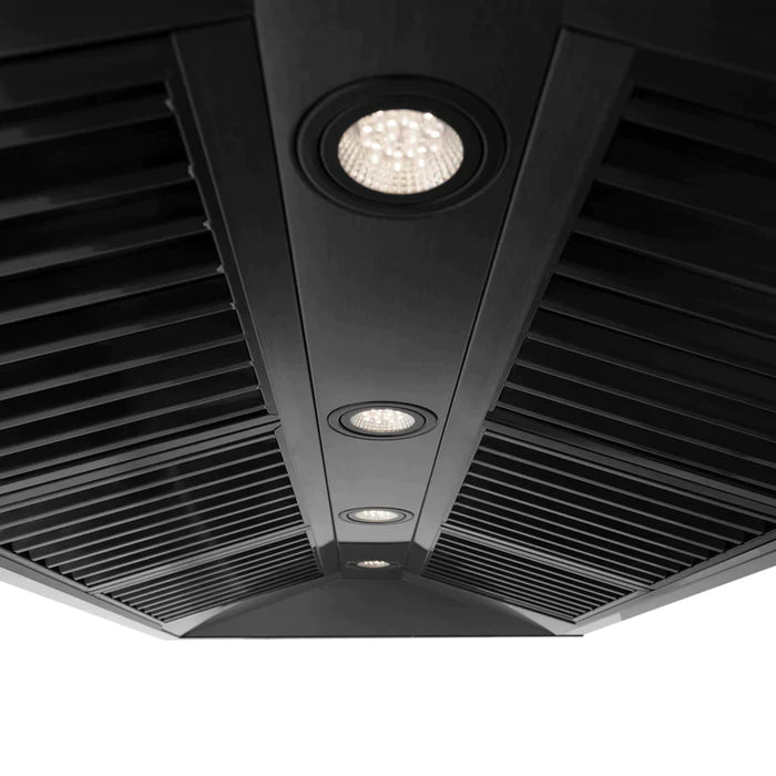 ZLINE Autograph Package - 30 In. Dual Fuel Range, Range Hood in Black Stainless Steel with Champagne Bronze Accents