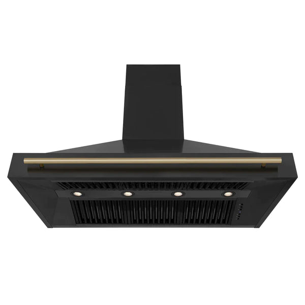 ZLINE Autograph Package - 48 In. Dual Fuel Range, Range Hood in Black Stainless Steel with Champagne Bronze Accents 6