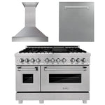 ZLINE 48" Kitchen Package with DuraSnow® Stainless Dual Fuel Range, Ducted Vent Range Hood and Dishwasher1