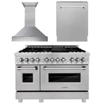 ZLINE 48" Kitchen Package with DuraSnow® Stainless Dual Fuel Range, Ducted Vent Range Hood and Tall Tub Dishwasher1