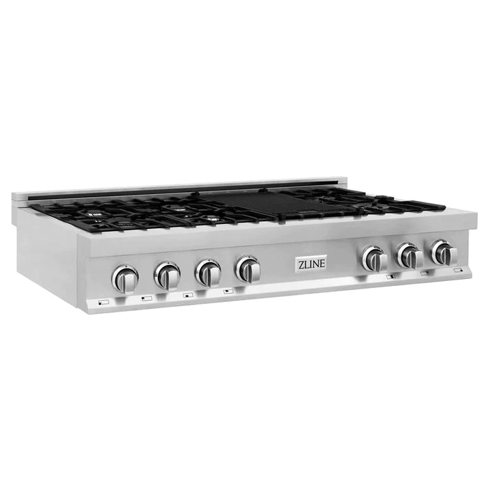 ZLINE Kitchen Package with Refrigeration, 48" Stainless Steel Rangetop, 48" Range Hood and 30" Double Wall Oven
