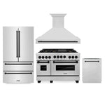 ZLINE 48" Autograph Edition Kitchen Package with Stainless Steel Gas Range, Range Hood, Dishwasher and Refrigeration with Accents9