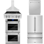 ZLINE Kitchen Package with Refrigeration, 30" Stainless Steel Rangetop, 30" Range Hood, 30" Double Wall Oven and 24" Tall Tub Dishwasher 14