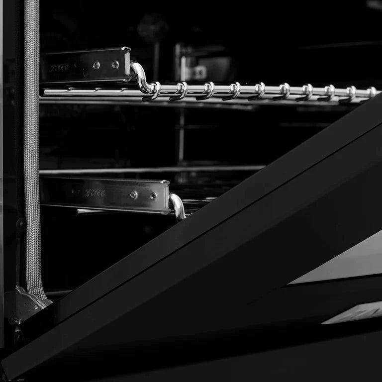 ZLINE 60 In. Professional Dual Fuel Range in DuraSnow®Stainless Steel with Black Matte Door