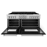 ZLINE 60 In. Professional Dual Fuel Range in DuraSnow®Stainless Steel with Black Matte Door 7