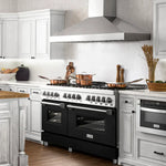 ZLINE 60 In. Professional Dual Fuel Range in DuraSnow®Stainless Steel with Black Matte Door 1