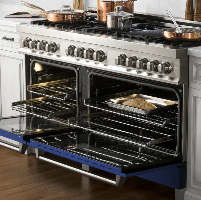ZLINE 60 in. Professional Gas Burner/Electric Oven Stainless Steel Range with Blue Matte Door