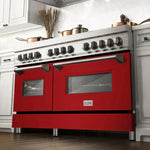 ZLINE 60 in. Professional Gas Burner/Electric Oven Stainless Steel Range with Red Gloss Door3