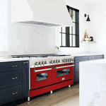 ZLINE 60 in. Professional Gas Burner/Electric Oven Stainless Steel Range with Red Gloss Door2