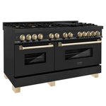 ZLINE Autograph 60 in. Gas Burner/Electric Oven Range in Black Stainless Steel and Gold Accents2