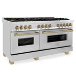 ZLINE 60 Inch Autograph Edition Dual Fuel Range in Stainless Steel with Champagne Bronze Accents 2