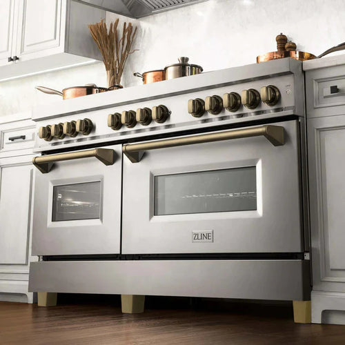 ZLINE 60 Inch Autograph Edition Dual Fuel Range in Stainless Steel with Champagne Bronze Accents 1