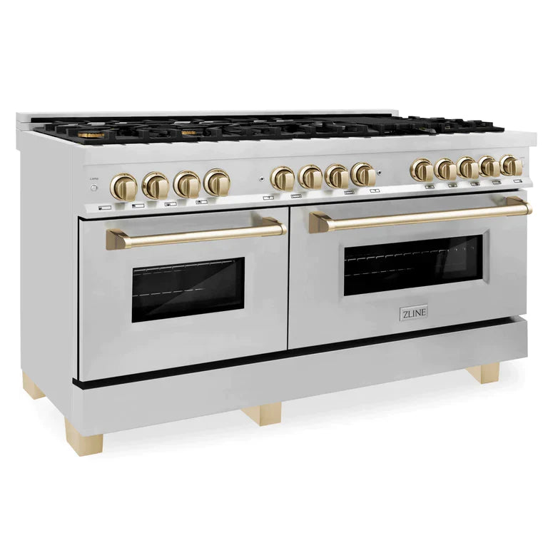 ZLINE 60 Inch Autograph Edition Dual Fuel Range in Stainless Steel with Gold Accents 1