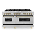 ZLINE 60 Inch Autograph Edition Dual Fuel Range in Stainless Steel with Gold Accents5
