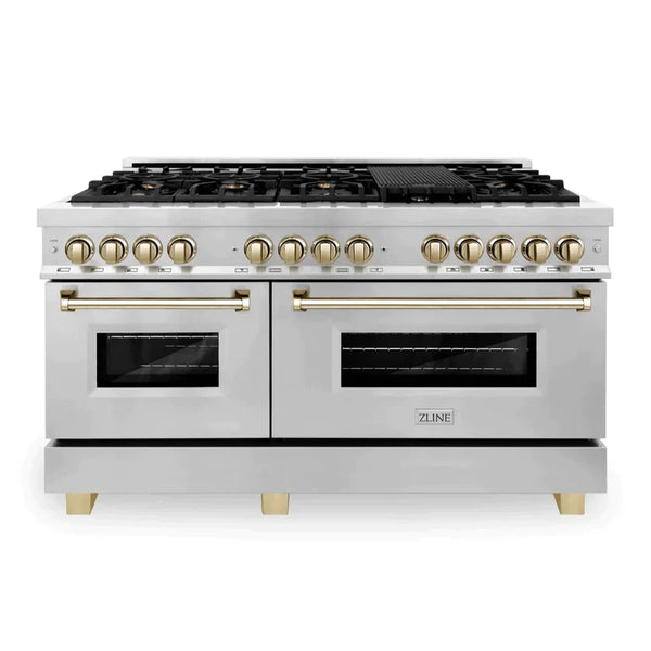 ZLINE 60 Inch Autograph Edition Dual Fuel Range in Stainless Steel with Gold Accents 5