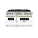 ZLINE 60 Inch Autograph Edition Dual Fuel Range in Stainless Steel with White Matte Door and Champagne Bronze Accents9