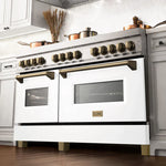 ZLINE 60 Inch Autograph Edition Dual Fuel Range in Stainless Steel with White Matte Door and Champagne Bronze Accents1