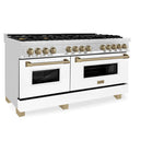 ZLINE 60 Inch Autograph Edition Dual Fuel Range in Stainless Steel with White Matte Door and Champagne Bronze Accents 2