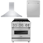 ZLINE 30" Kitchen Package with Stainless Steel Dual Fuel Range, Convertible Vent Range Hood and Tall Tub Dishwasher1