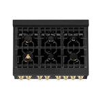 ZLINE Autograph Package - 36 In. Dual Fuel Range, Range Hood in Black Stainless Steel with Gold Accents 7