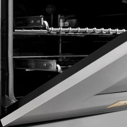 ZLINE Autograph 48 in. Gas Burner/Electric Oven in DuraSnow® Stainless Steel with Gold Accents 7