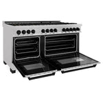 ZLINE Autograph 60 In. 7.4 cu. ft. Dual Fuel Range in DuraSnow® Stainless Steel with Matte Black Accents 2