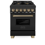 ZLINE Autograph Edition 24 Inch 2.8 cu. ft. Dual Fuel Range with Gas Stove and Electric Oven in Black Stainless Steel with Champagne Bronze Accents11