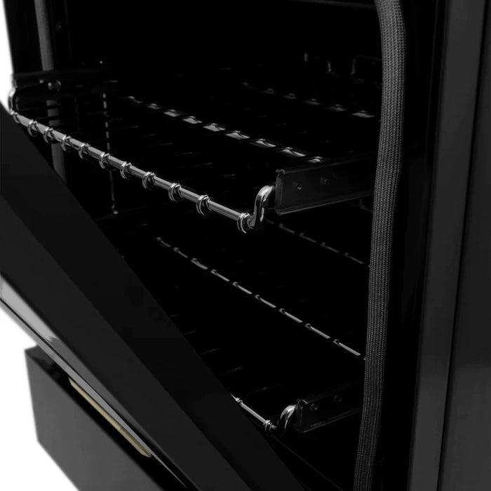 ZLINE Autograph Edition 36 Inch Dual Fuel Range with Gas Stove and Electric Oven in Black Stainless Steel with Champagne Bronze Accents
