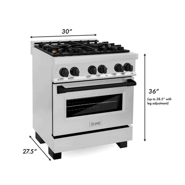 ZLINE Autograph Edition 30 in. 4.0 cu. ft. Dual Fuel Range with Gas Stove and Electric Oven in Stainless Steel with Matte Black Accents 11