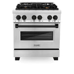 ZLINE Autograph Edition 30 in. 4.0 cu. ft. Dual Fuel Range with Gas Stove and Electric Oven in Stainless Steel with Matte Black Accents12