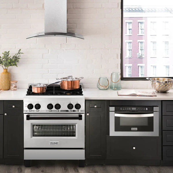 ZLINE Autograph Edition 30 in. 4.0 cu. ft. Dual Fuel Range with Gas Stove and Electric Oven in Stainless Steel with Matte Black Accents 1
