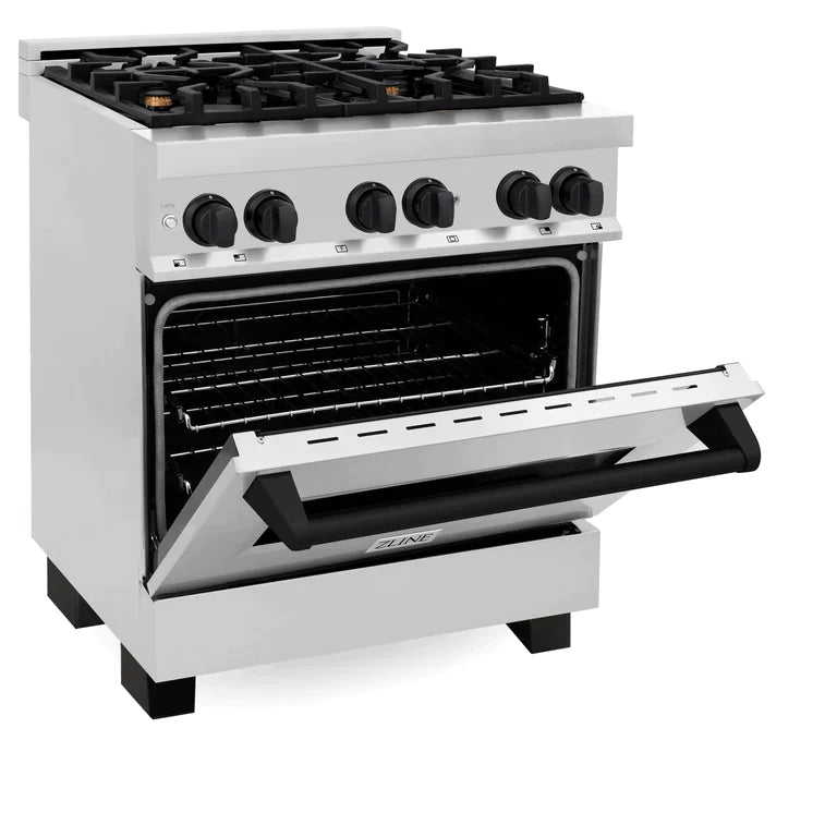 ZLINE Autograph Edition 30 in. 4.0 cu. ft. Dual Fuel Range with Gas Stove and Electric Oven in Stainless Steel with Matte Black Accents 4